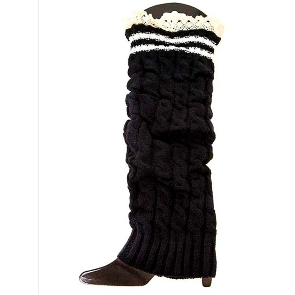 NWT Lace Trim Leg Warmers | Black - Picture 2 of 4